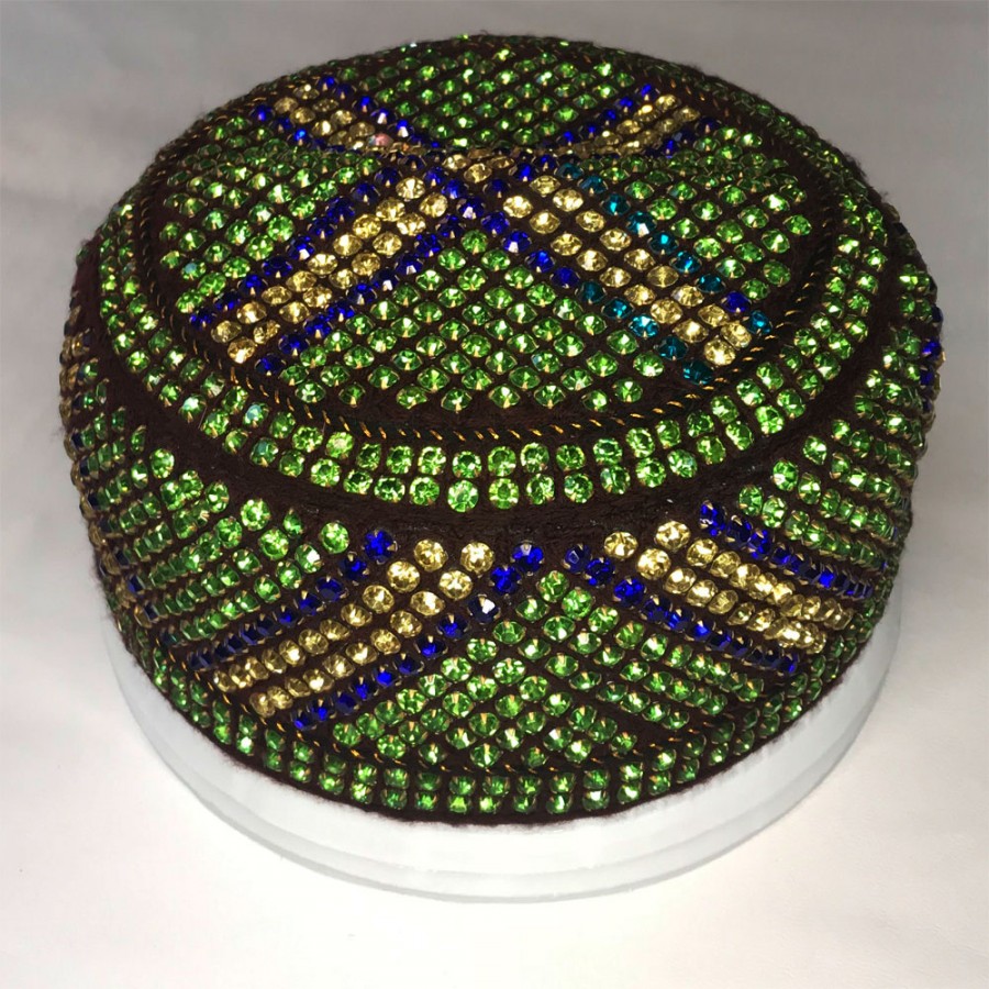 Multi Color Round Full Sindhi Nagina / Zircon Cap or Topi MKC-936